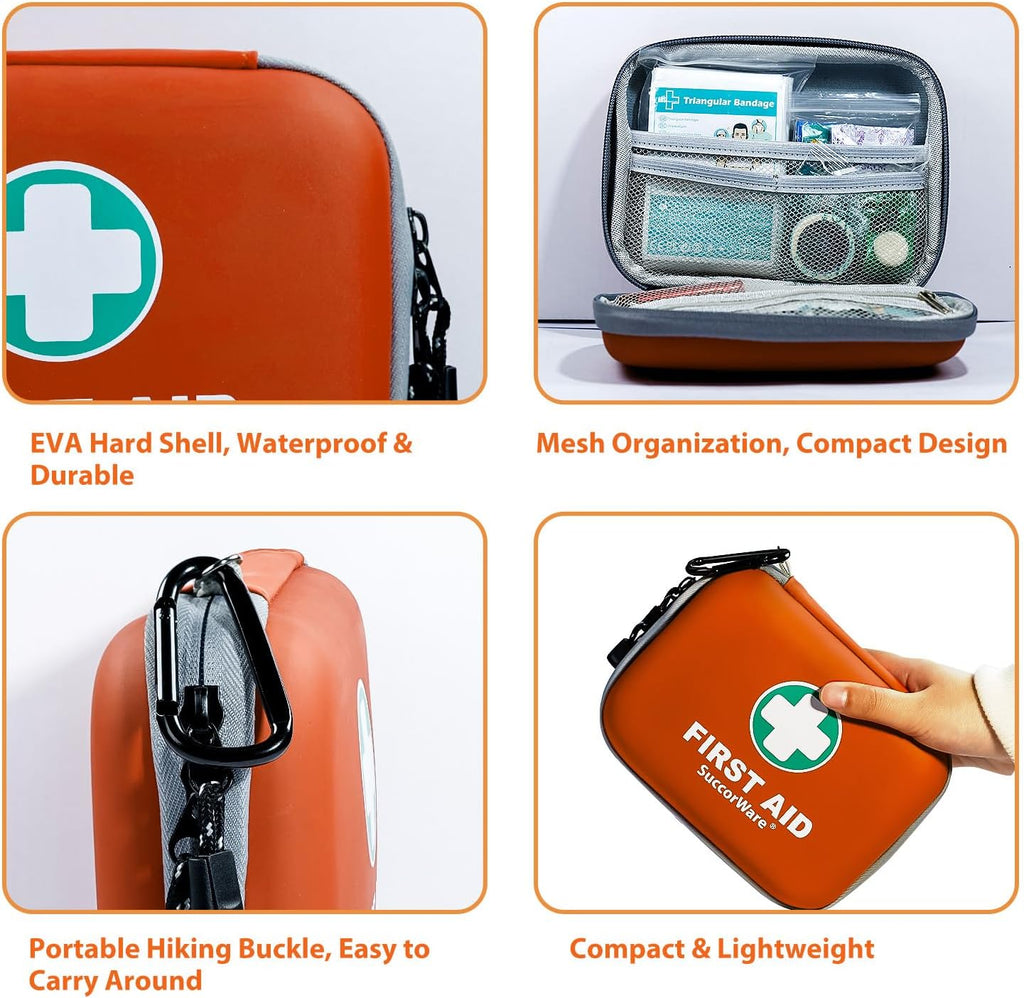 150 Pieces Mini First Aid Kit - Small Medical Kit with Hard Shell - Emergency First Aid Kit for Car, Travel, Home
