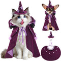 Halloween Cat Costumes, Small Purple Cat Wizard Cape Adjustable Pet | Halloween Wizard Cloak for Little Dogs Cats