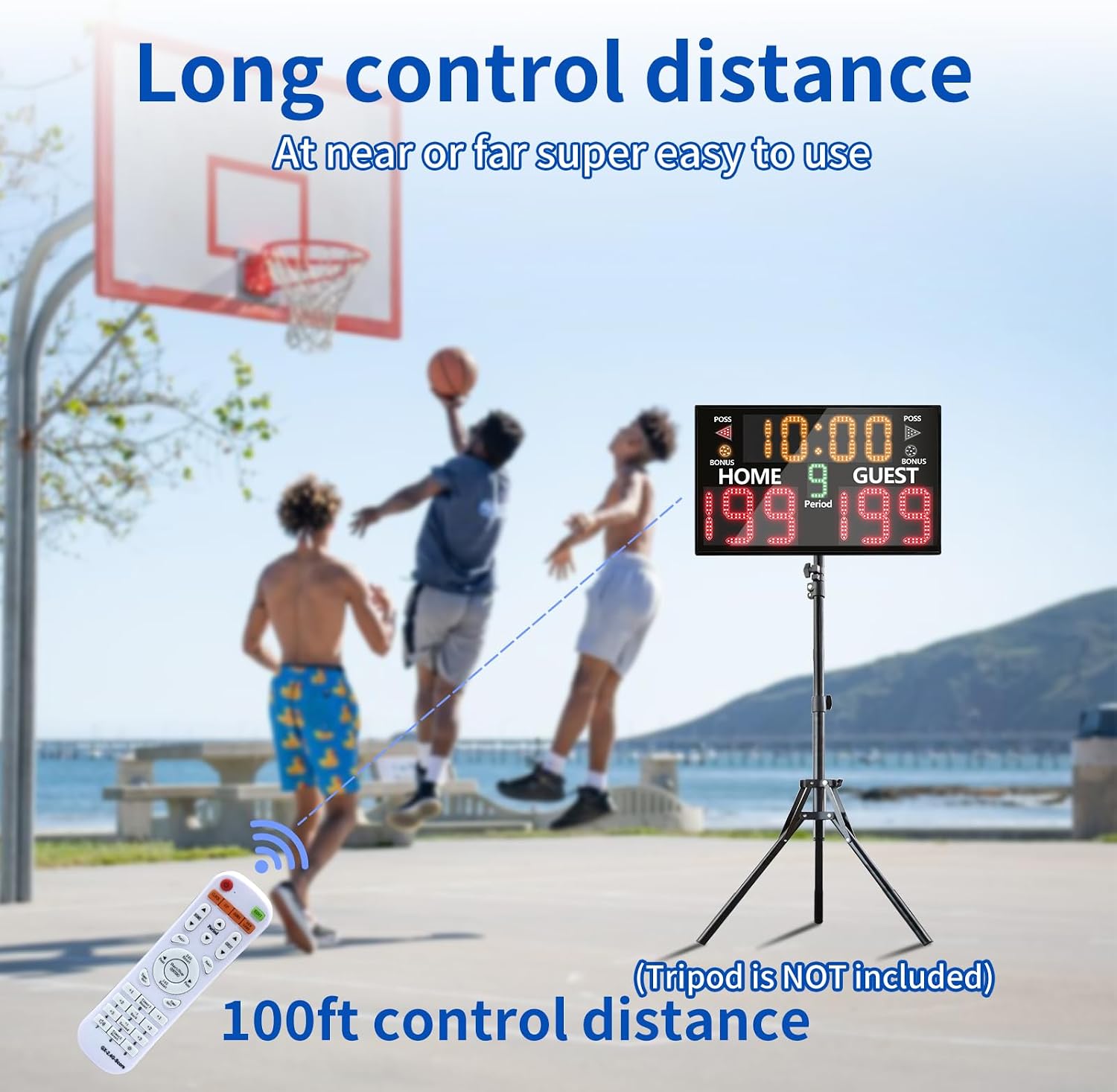 Bigger LED Digital Scoreboard, Portable Basketball Scoreboard with Timer Clock, Electronic Scoreboard with Remote