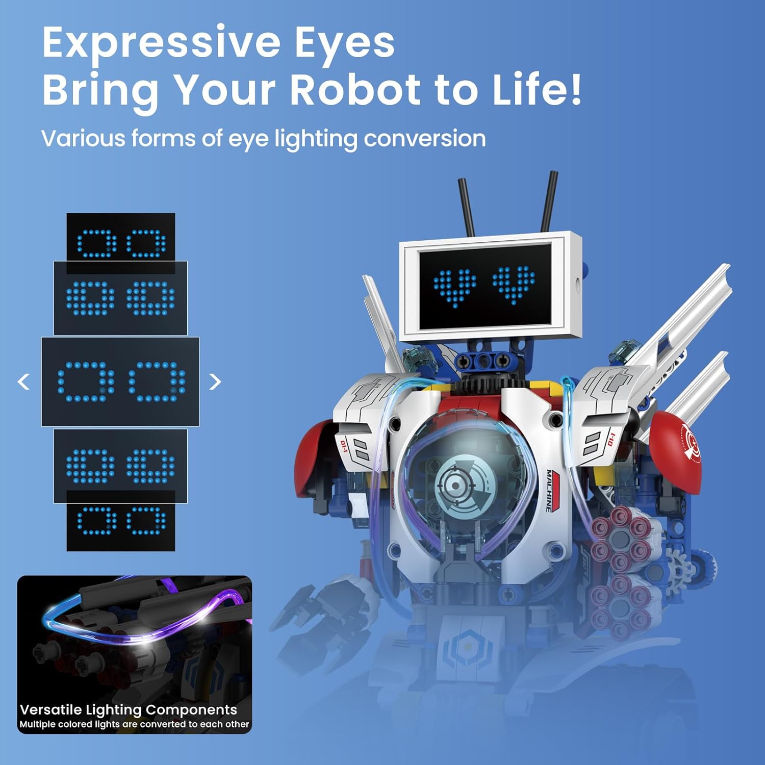 STEM Robot Building Kit for Kids Ages 6-16 | 603 PCS 5-in-1 | 4 Control Modes | APP & Remote Control | Rechargeable
