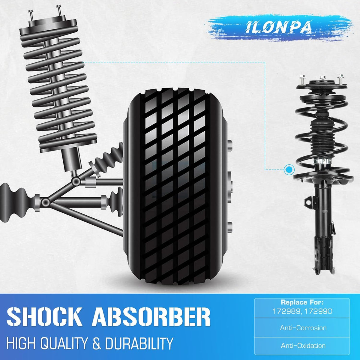ILONPA Front Quick Struts Shocks for 2014-2019 Toyota Corolla (1.8L Only)