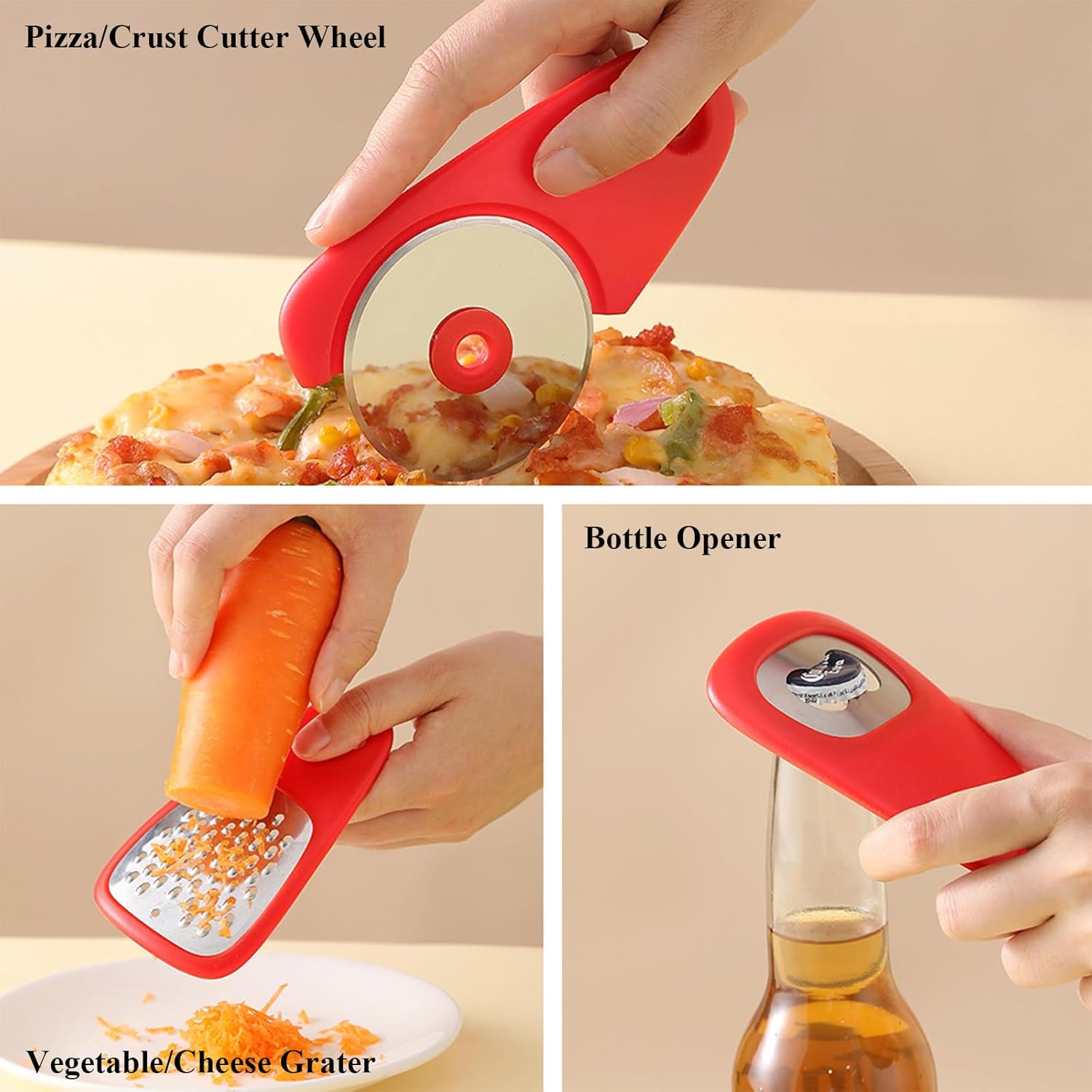 Kitchen Gadgets Set 6 Pieces, Space Saving Cooking Tools Kitchen Accessories-Garlic Grinder, Cheese Grater, Vegetable
