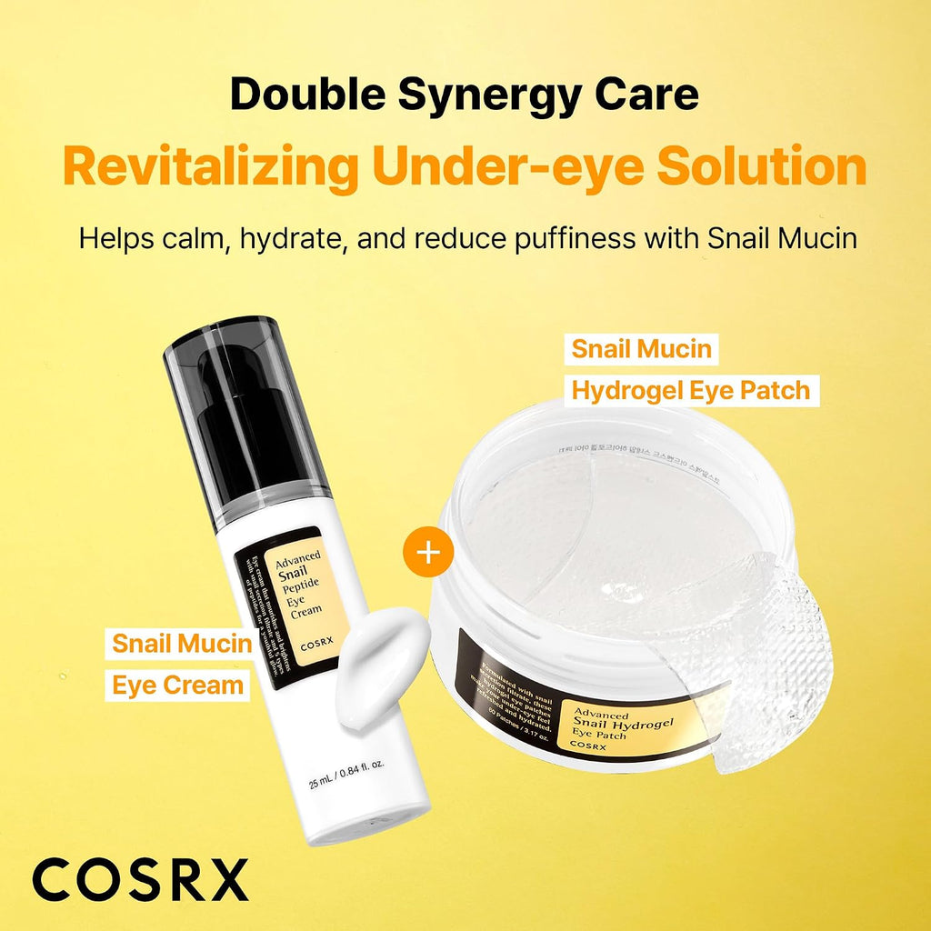 Advanced Snail Mucin Hydrogel Under Eye Patches for Fine Lines (60) | Gel Serum Mask, Hydrating Under Eye Patches