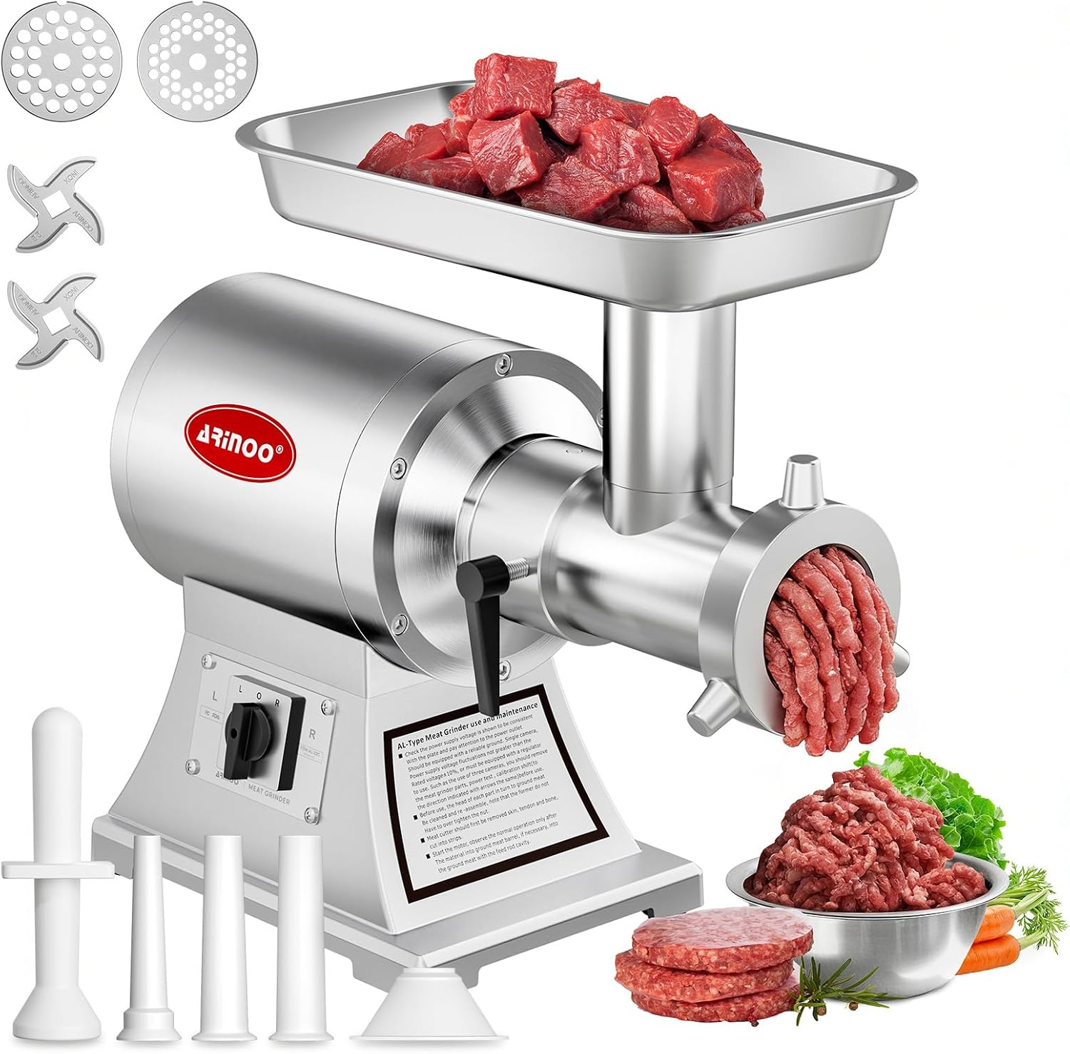 Commercial Meat Grinder #22C,1.0HP Electric Meat Grinder