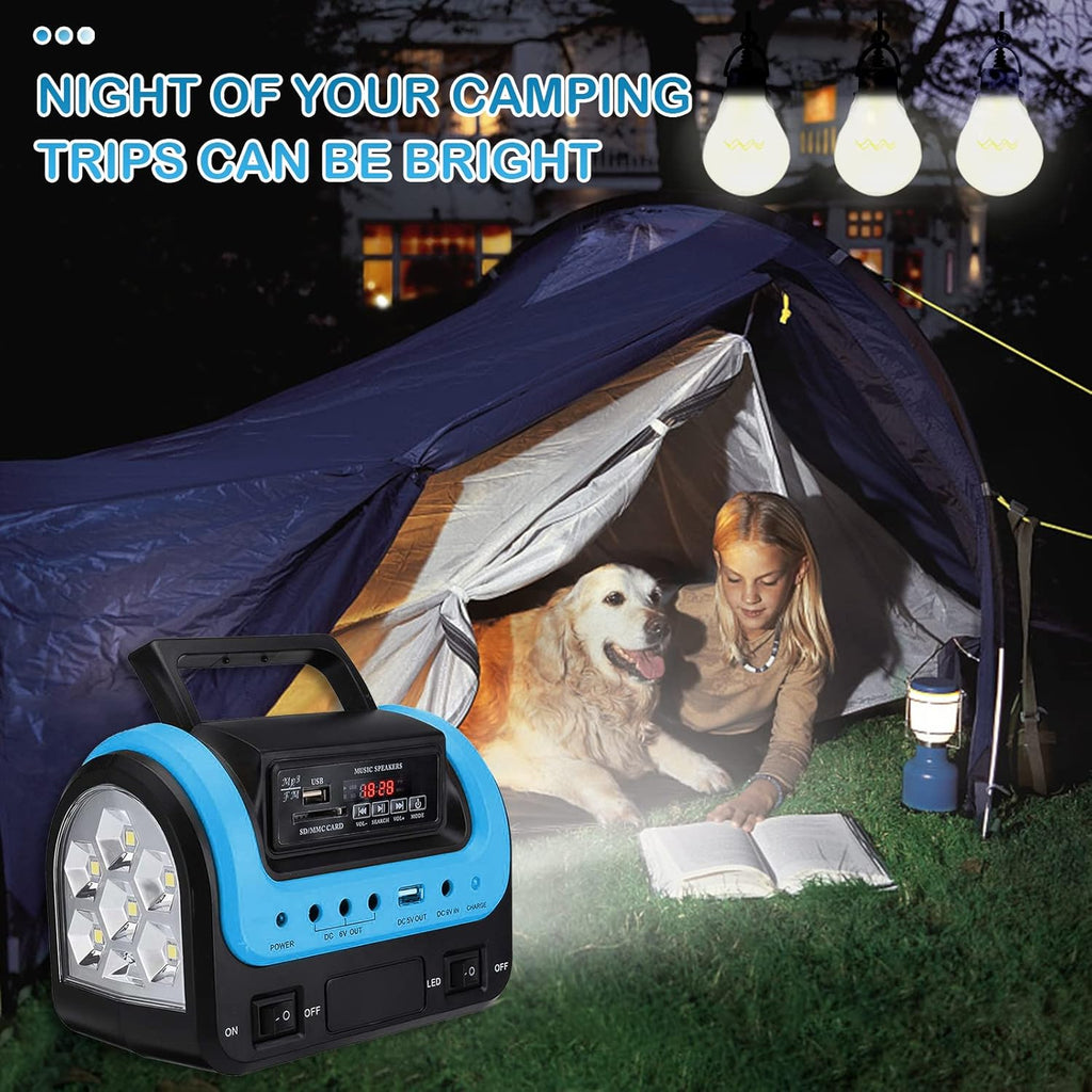 Portable Solar Generator with Panel,Small Power Station for Camping | Compact solar power station with LED lights and