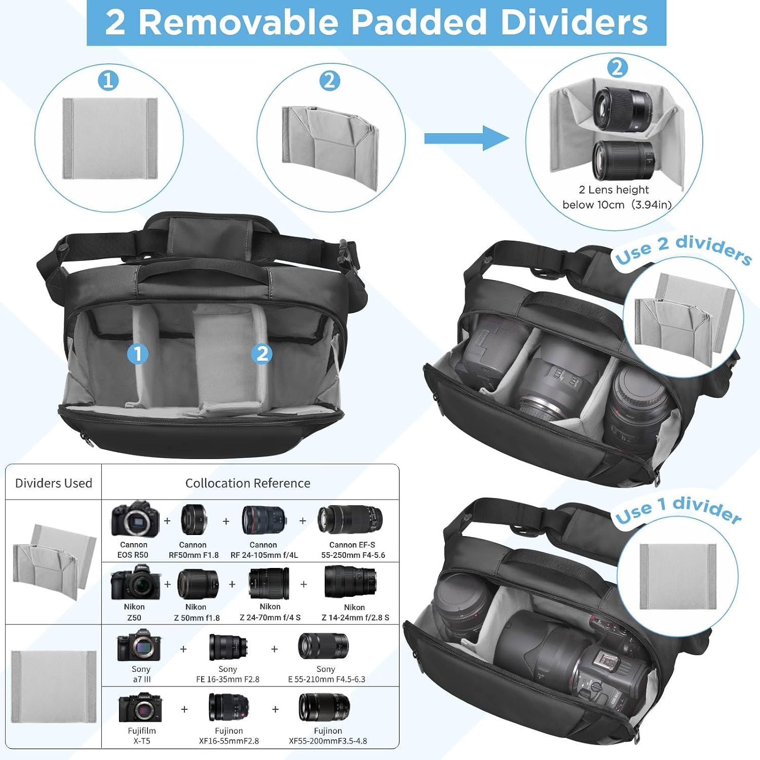 Camera Sling Bag,Waterproof Camera Case with Tripod Holder,Lightweight DSLR/SLR/Mirrorless Camera Bags Crossbody for
