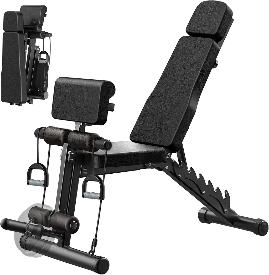 Adjustable Workout Bench, Weight Bench for Home Gym, Preacher Curl Bench with Leg Extension for Full Body Training