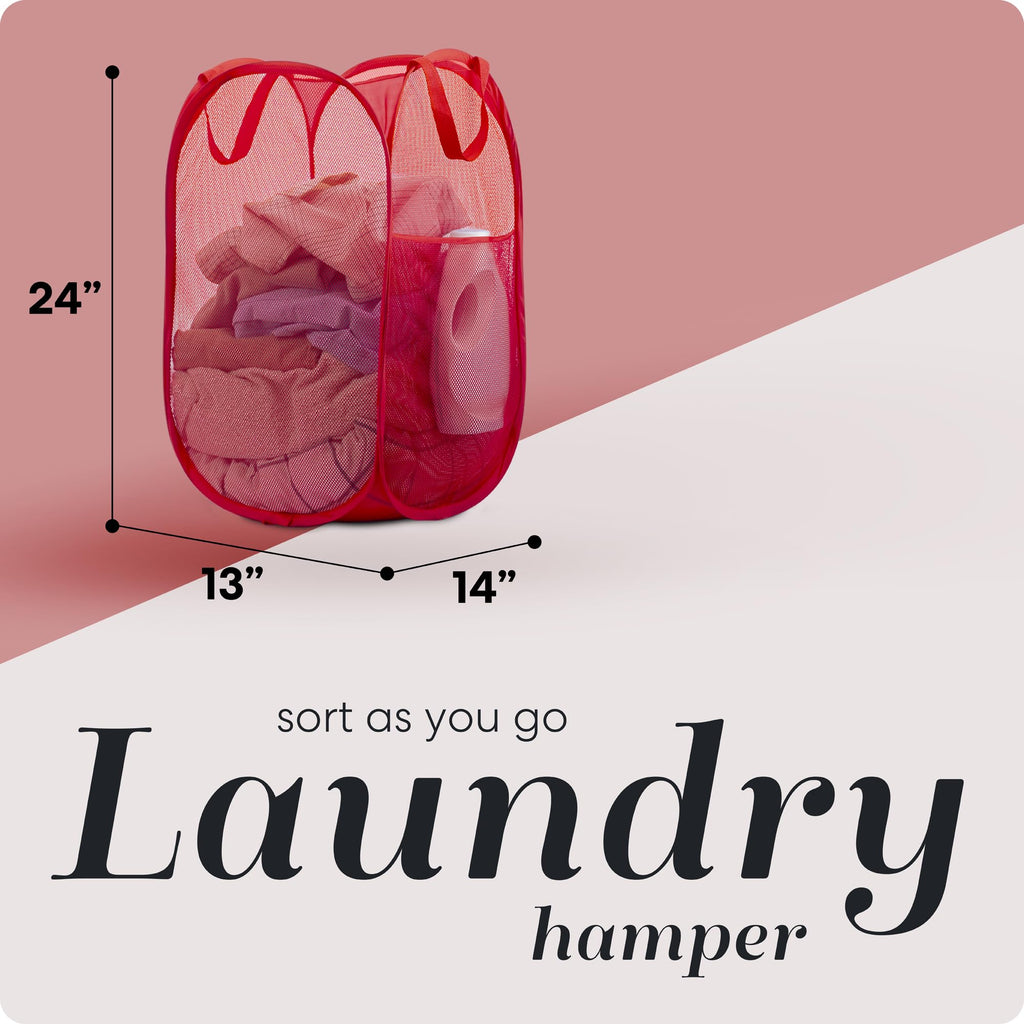 Mesh Pop-Up Laundry Hamper, Collapsible Basket 2-Pack