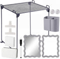 12 Pcs Gray Locker Accessories Kit with Locker Shelf Magnetic Mirror Magnetic Pen Holder Whiteboard Marker Eraser
