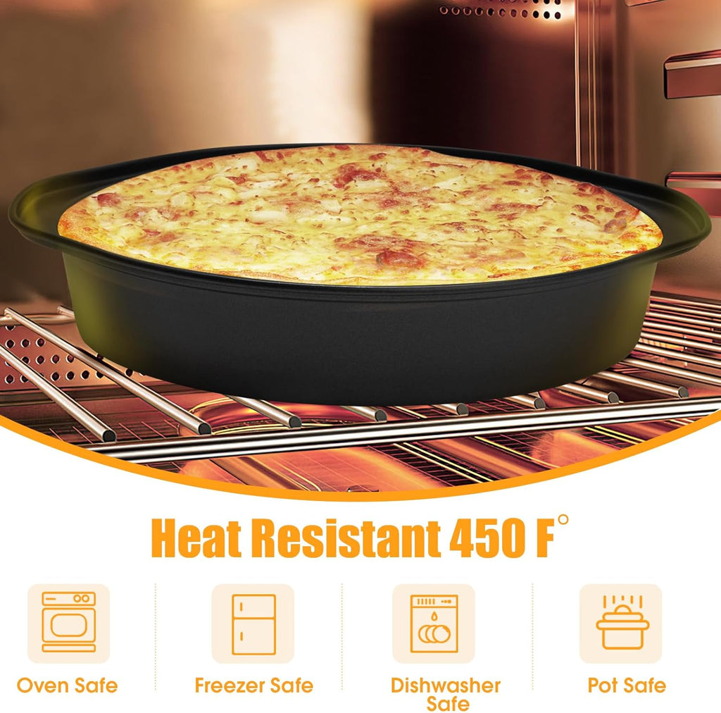 8" Round Cake Pan, 3PCS Nonstick Cake Pans with 100 PCS Parchment Paper, Carbon Steel Cake Baking Pans with Handle