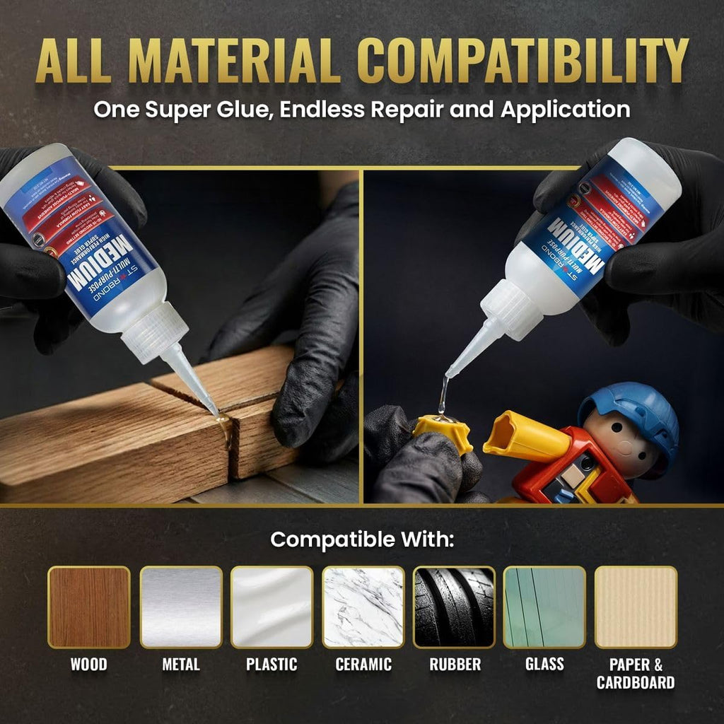 Medium Super Glue Pro Kit (2 oz) – Strong, Fast, All-Purpose CA Glue (Cyanoacrylate Adhesive) – with Anti-Clog Cap