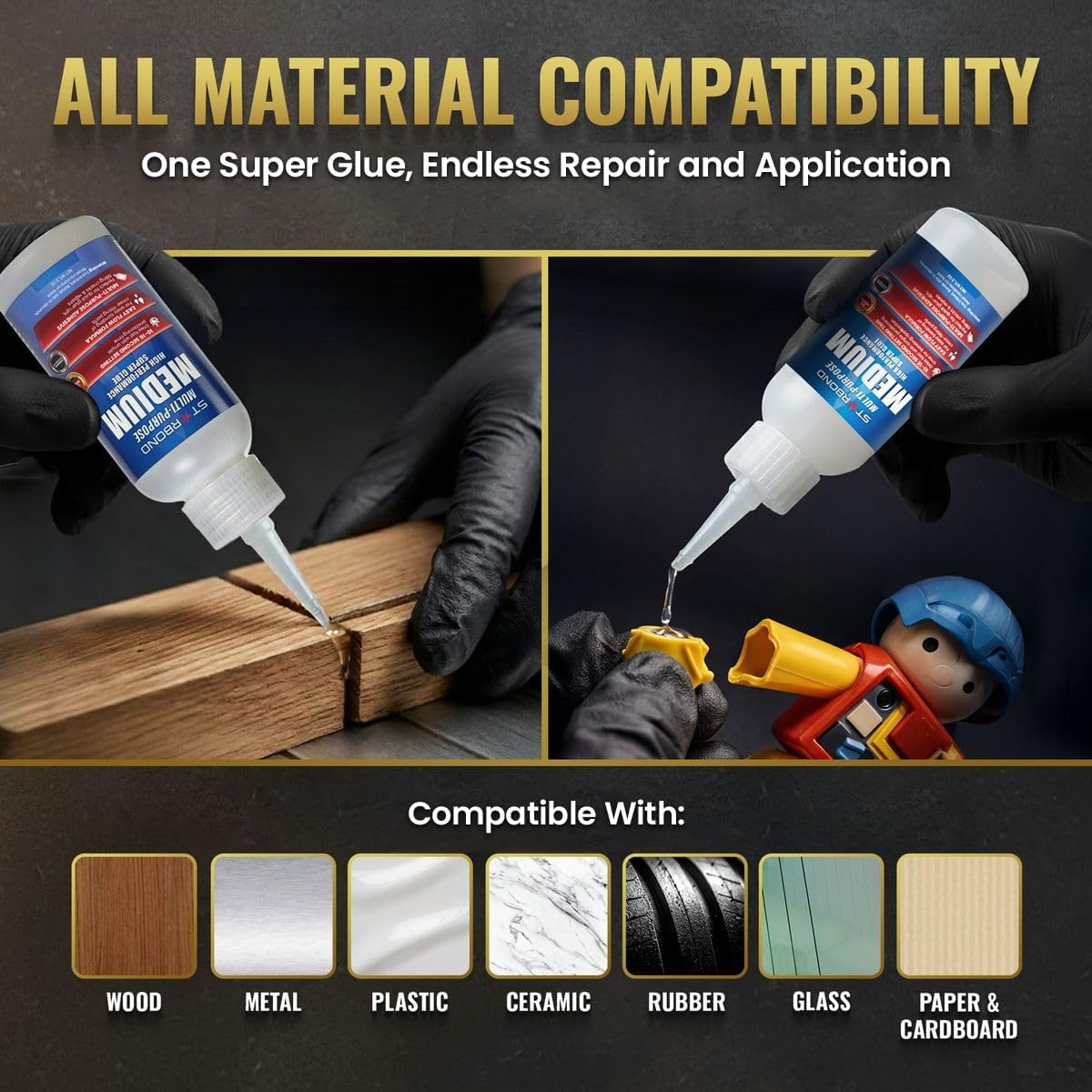 Medium Super Glue Pro Kit (2 oz) – Strong, Fast, All-Purpose CA Glue (Cyanoacrylate Adhesive) – with Anti-Clog Cap