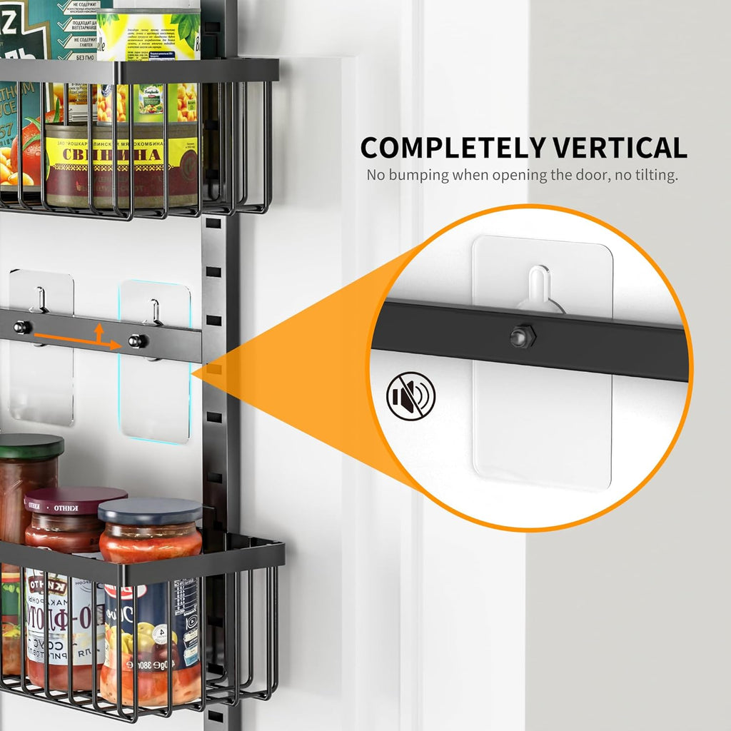 9-Tier Over The Door Pantry Organizer, Pantry Organization and Storage, Black Hanging Basket Wall Spice Rack