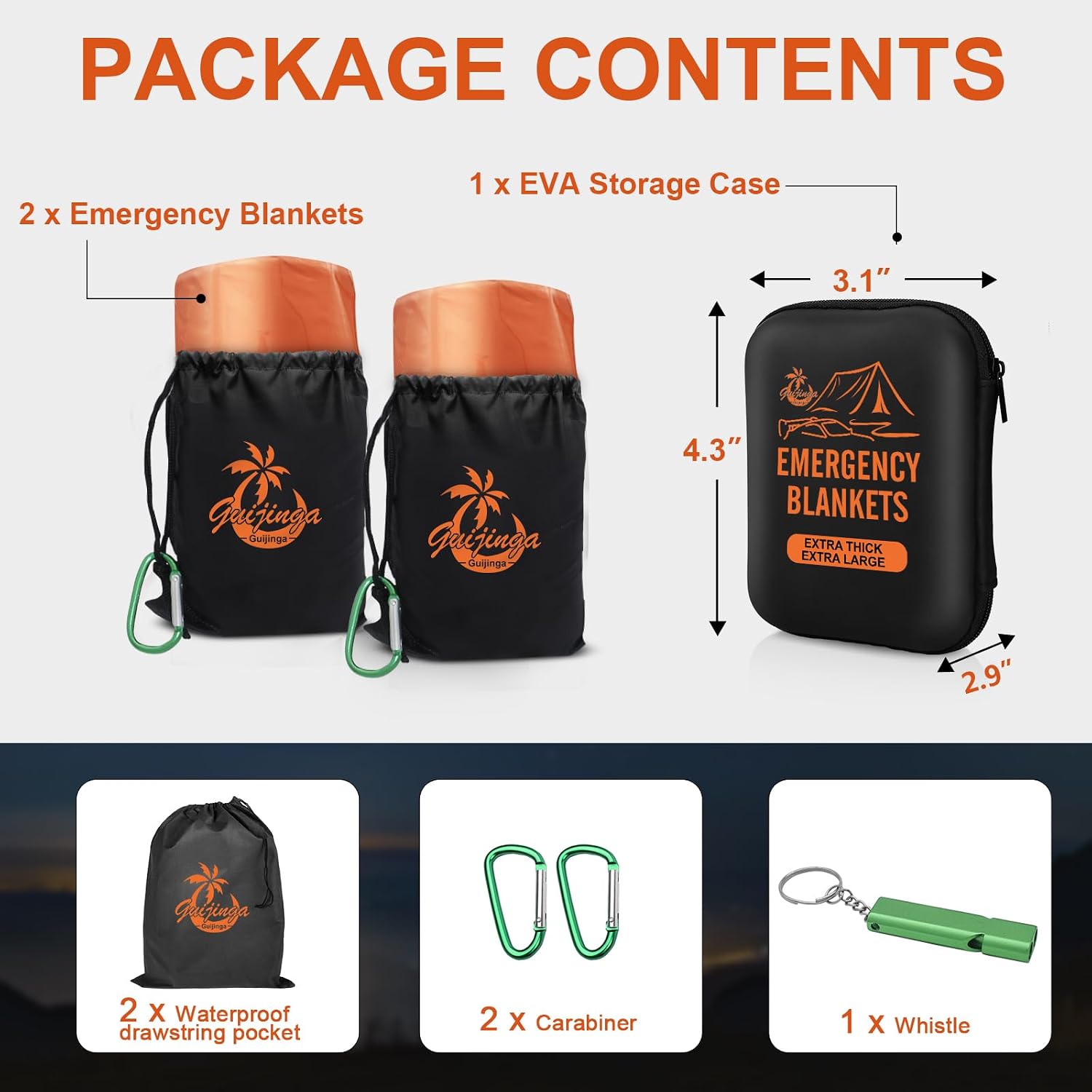 Emergency Blankets for Survival 2-Pack, Extra Thick Large Space Blankets | Retains 90% of body heat, Portable
