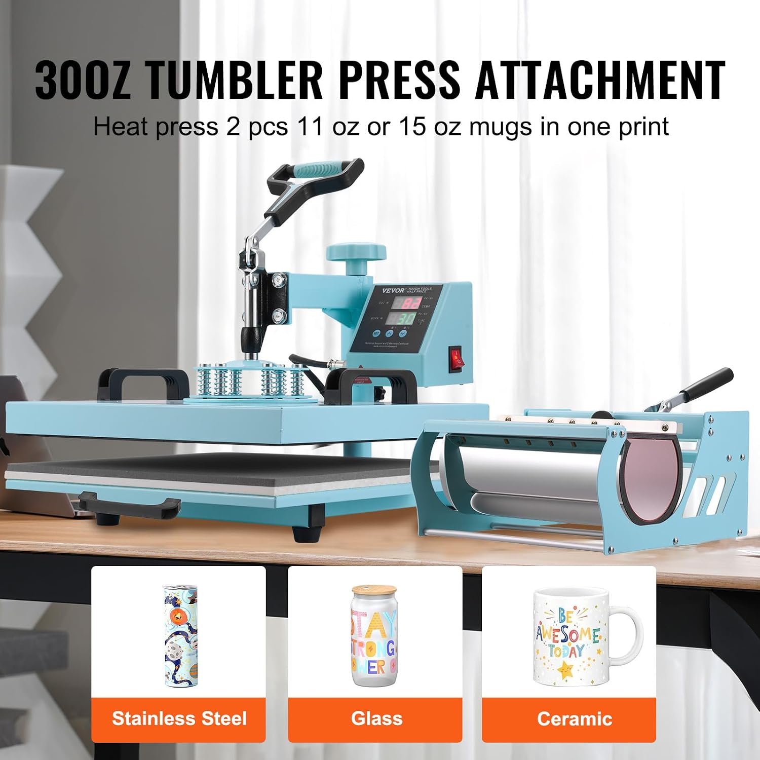Heat Press Machine 5 in 1 Combo T-Shirt Printing Machine 15x15 Green | Multifunction Transfer for Pillowcases