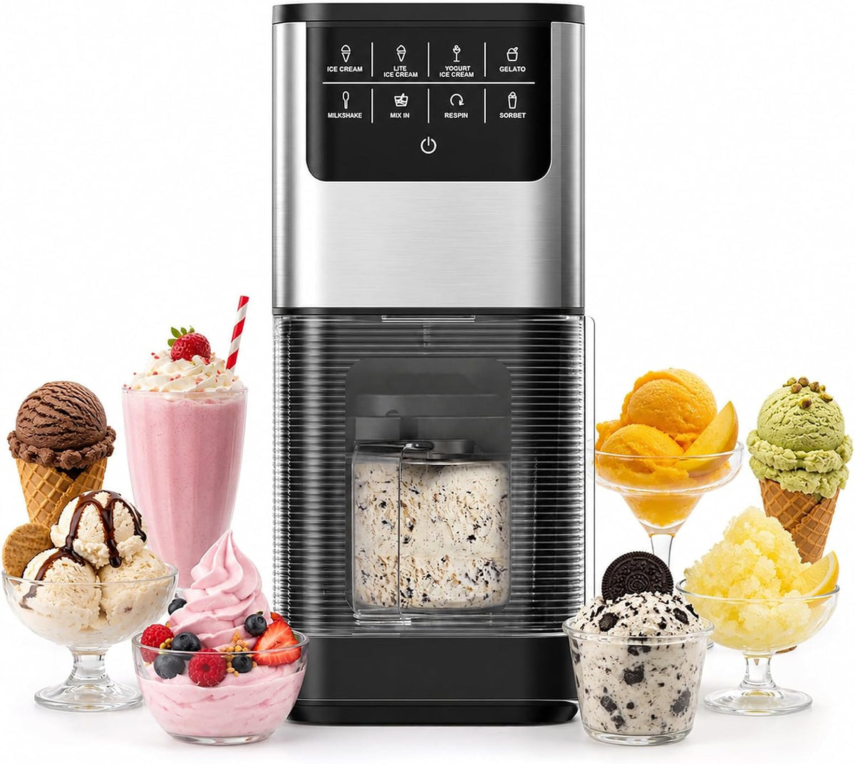 7-in-1 Ice Cream Maker, 2 Pints for Gelato, Sorbet & Milkshakes