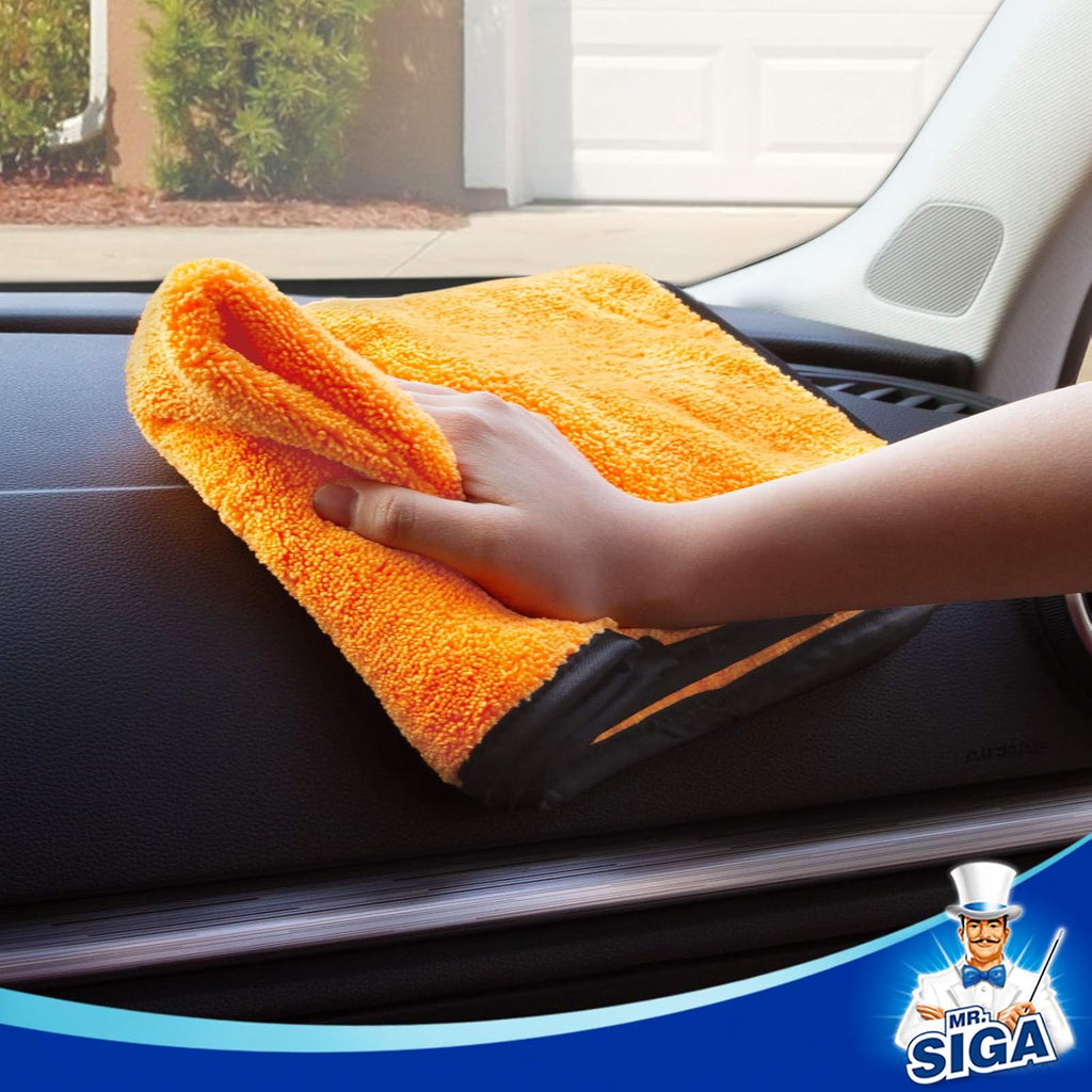 Professional Premium Microfiber Towels for Cars, Dual-Sided Car Washing and Detailing Towels, Gold, 15.7 x 23.6 inch