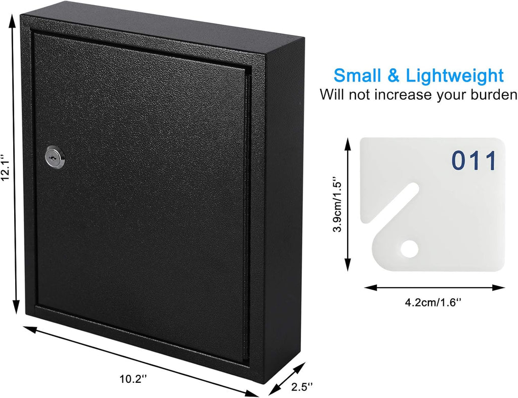 Key Lock Box, Wall Mount 60 Key Cabinet, Black | Numbered Key Storage Organizer, Secure Lock Box, Key Hooks & Labels