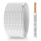 WotyWire 10 Gauge THHN Wire, Stranded Oxygen-Free Copper Wire, White, 50FT