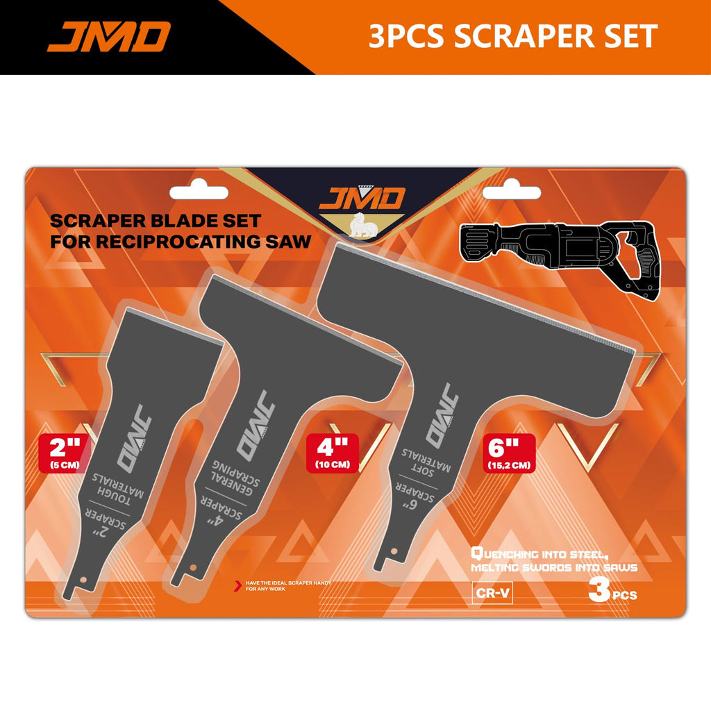 JMD 3-Piece Reciprocating Saw Scraper Blades Set, Scraping Tool Attachment