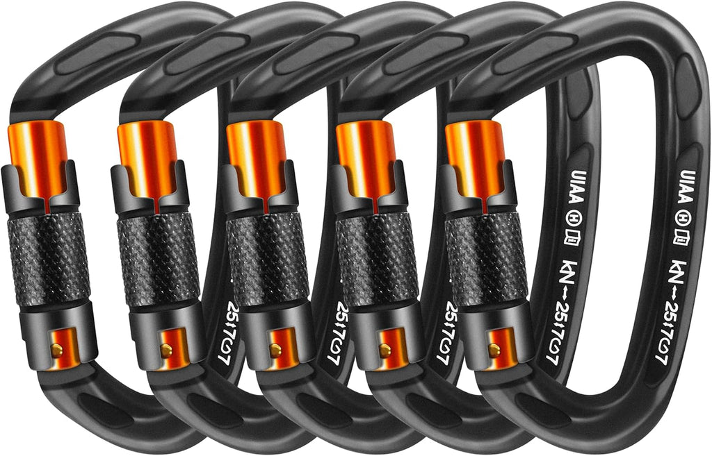 Climbing Carabiner Clips 25kN Auto Locking Carabiner, Professional Heavy Duty Large Locking Carabiner Clips for