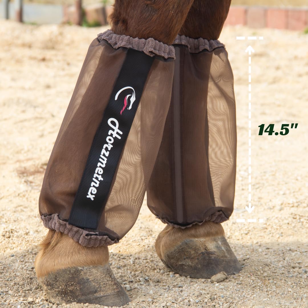 Tear-Resistant Fine Mesh Horse Fly Boots Breathable Fly Boots with Thickened Webbing Hook and Loop Lightweight Summer