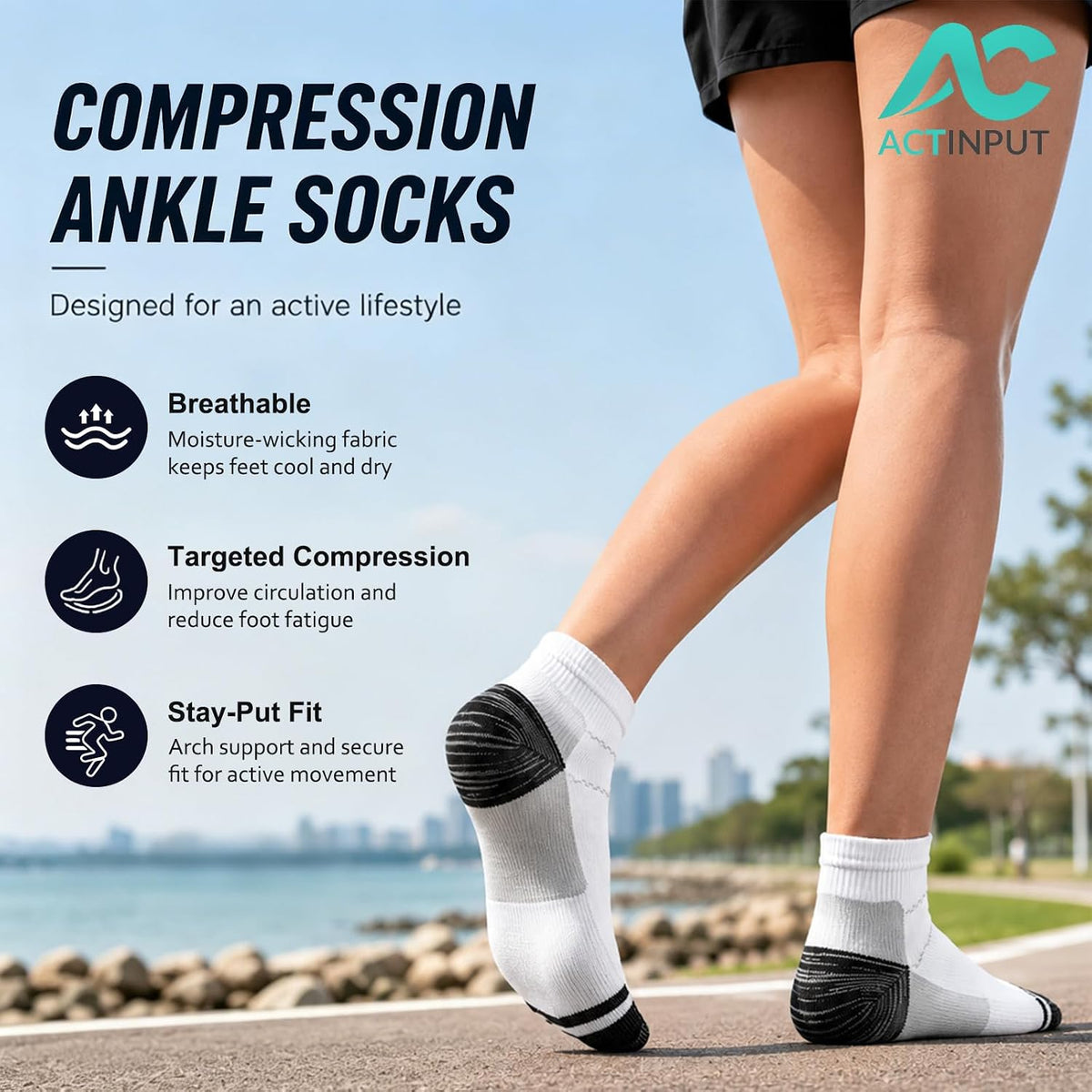Ankle Compression Socks for Women Men - 5/7 Pairs Plantar Fasciitis Socks