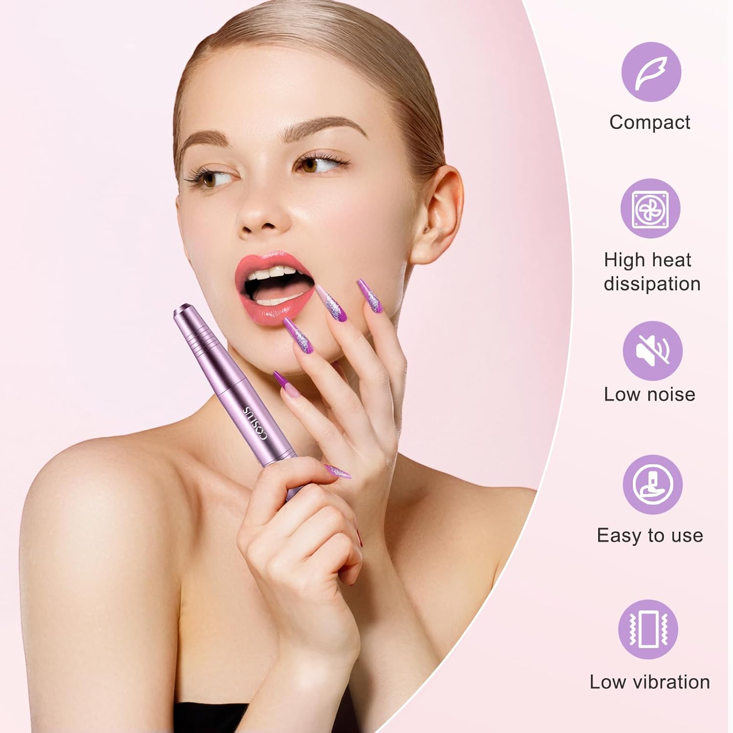C40 Electric Nail Drill File Professional: for Acrylic Gel Dip Powder Nails Portable Nail Machine Kit Manicure