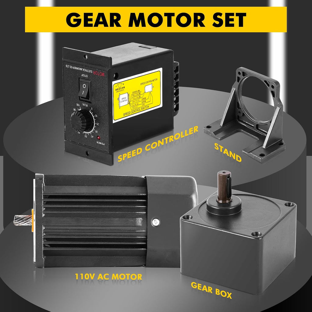 JIAWANSHUN 250W AC Gear Motor 0-270RPM Variable Speed with Bracket
