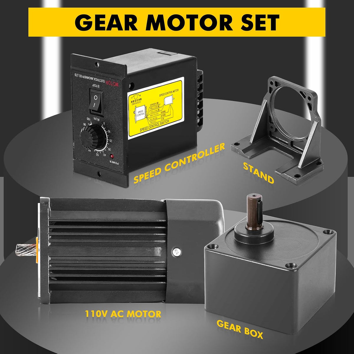 JIAWANSHUN 250W AC Gear Motor 0-270RPM Variable Speed with Bracket