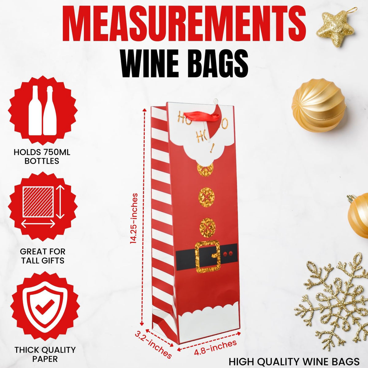 16-Pack HD Christmas Wine Bottle Gift Bags Assorted