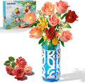 14 Flowers Bouquet Building Set with Vase & LED Light for Adults