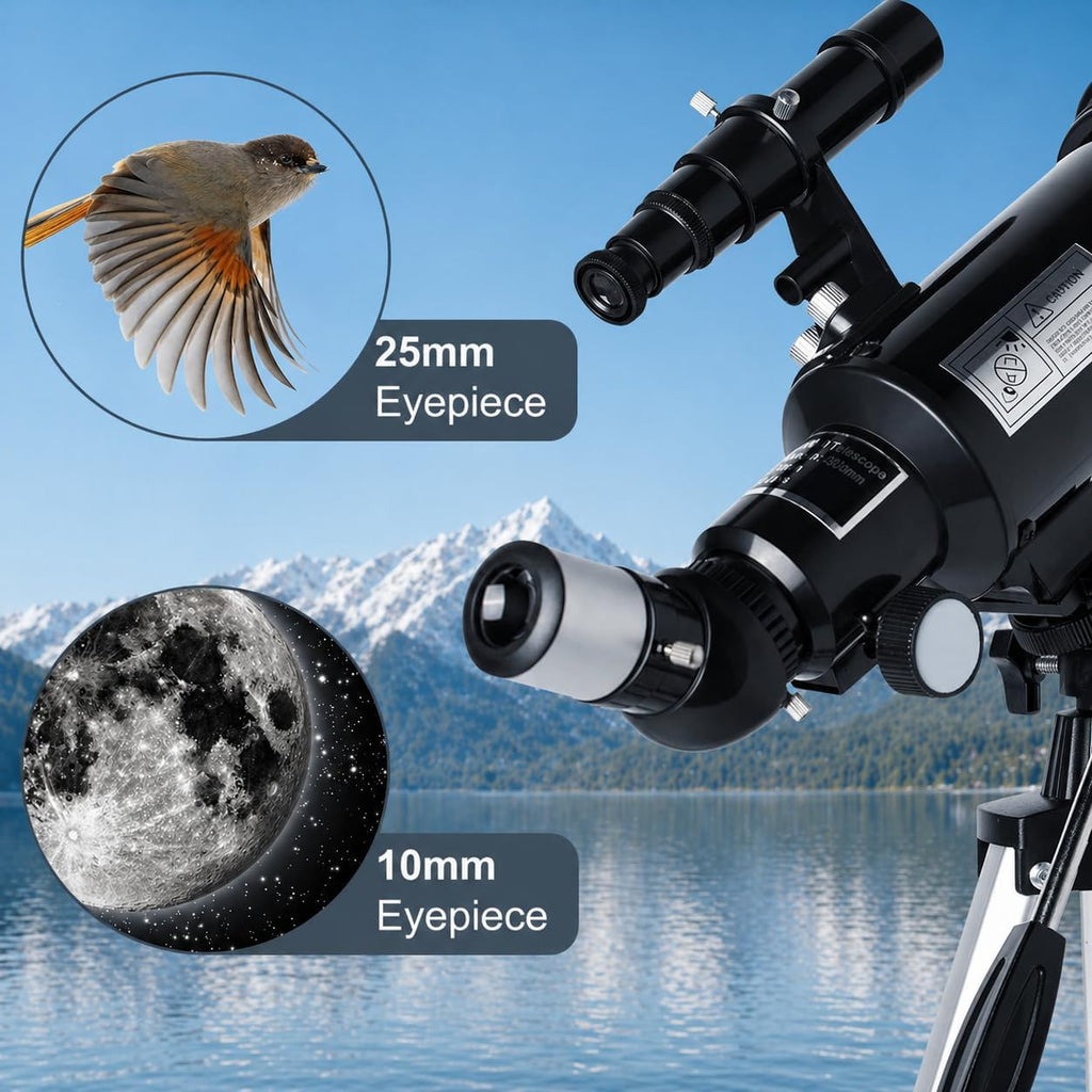 70mm 500mm Telescope for Kids & Beginners, AZ Mount Moon Viewing | 70mm 500mm telescope for kids and beginners; fully