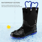 Girls Rain Boots with Easy-On Handles Kids Boys Boots(BK,10MT)