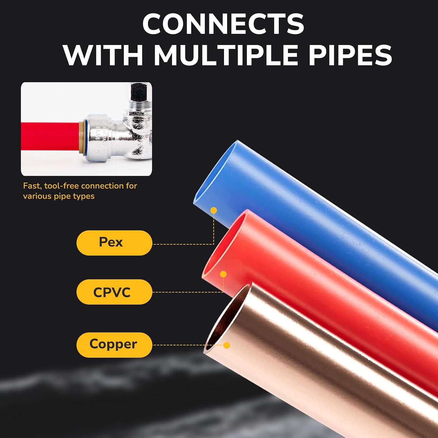 Angle Stop Valve, 1/2" PTC x 3/8" OD Compression, Toilet Water Shut Off Valve for PEX, Copper, CPVC Pipe