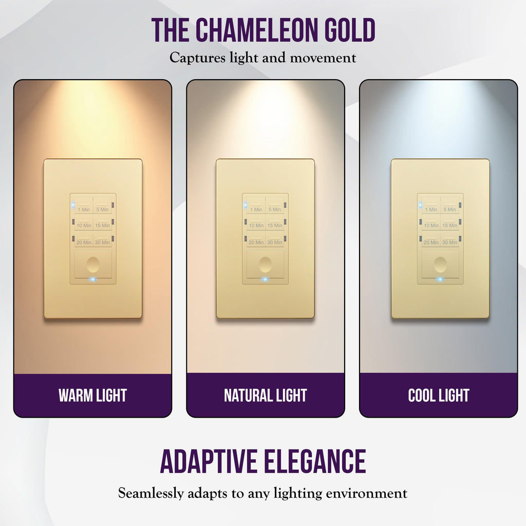ENERLITES 30-Minute Neutral Countdown Wall Switch Timer, Gold, 2 Pack