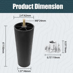 6 Inch Plastic Table Legs, Black Couch Leg, 4 Pcs