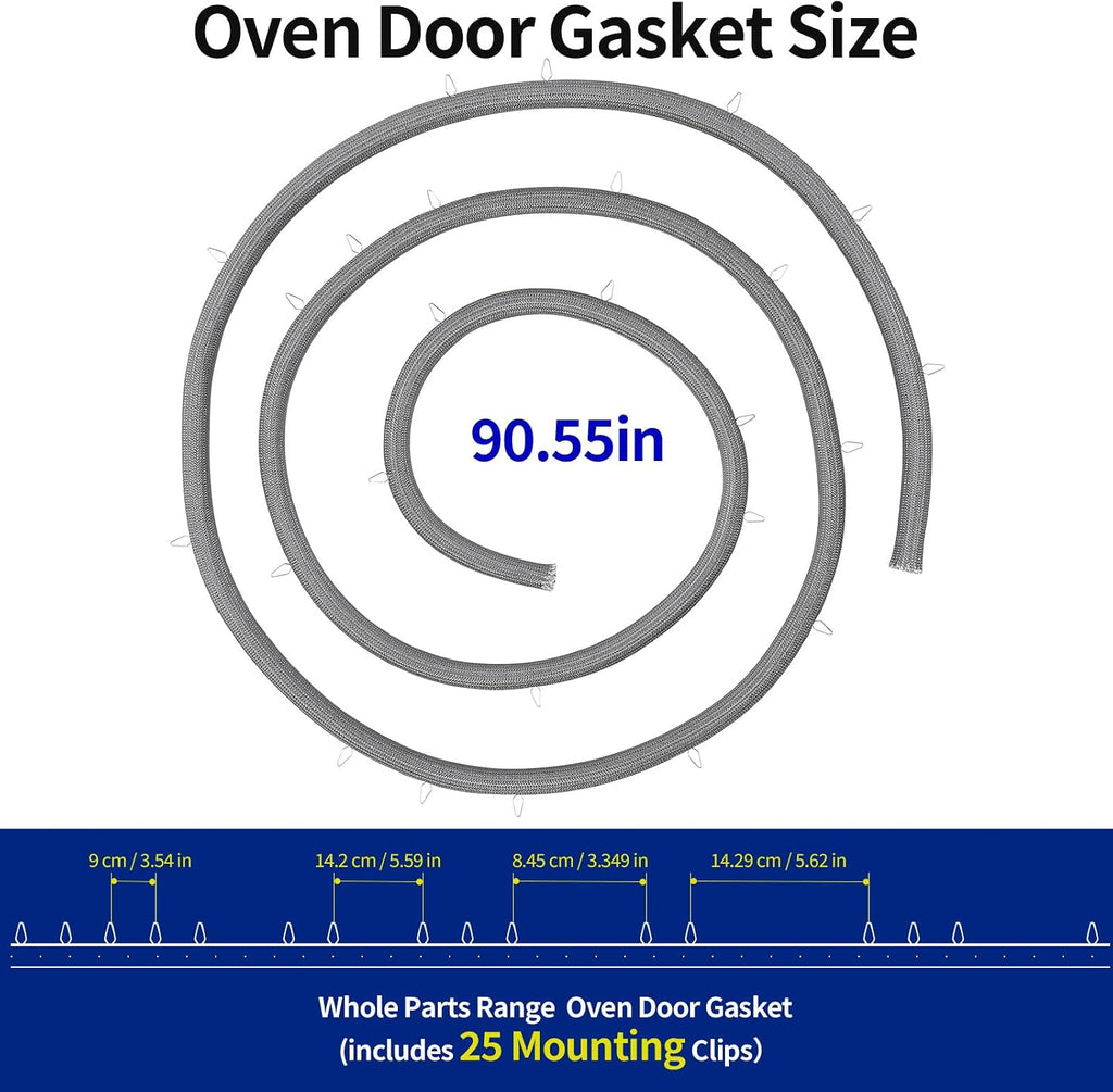 MFZ63174202 Oven Door Gasket (25 Mounting Clips) for LG, Replaceable MFZ63174201 4422029 AP6801511 PS12590644 EAP12590644 etc, Compatible with LRE3083ST LRE3061BD LRE3023ST LRE3021ST etc Model, OEM