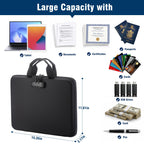 Fireproof Document Box with Lock, 13 Pocket Accordion File Folder