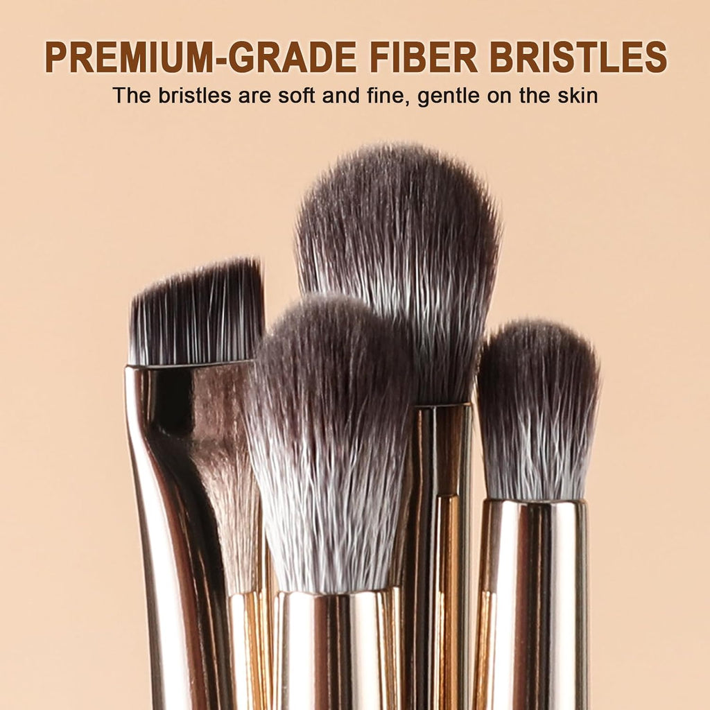 Eye Makeup Brush Set, 5Pcs Professional Blending Eyeshadow Makeup Brushes with Synthetic & Wood Handle Angled Eyebrow