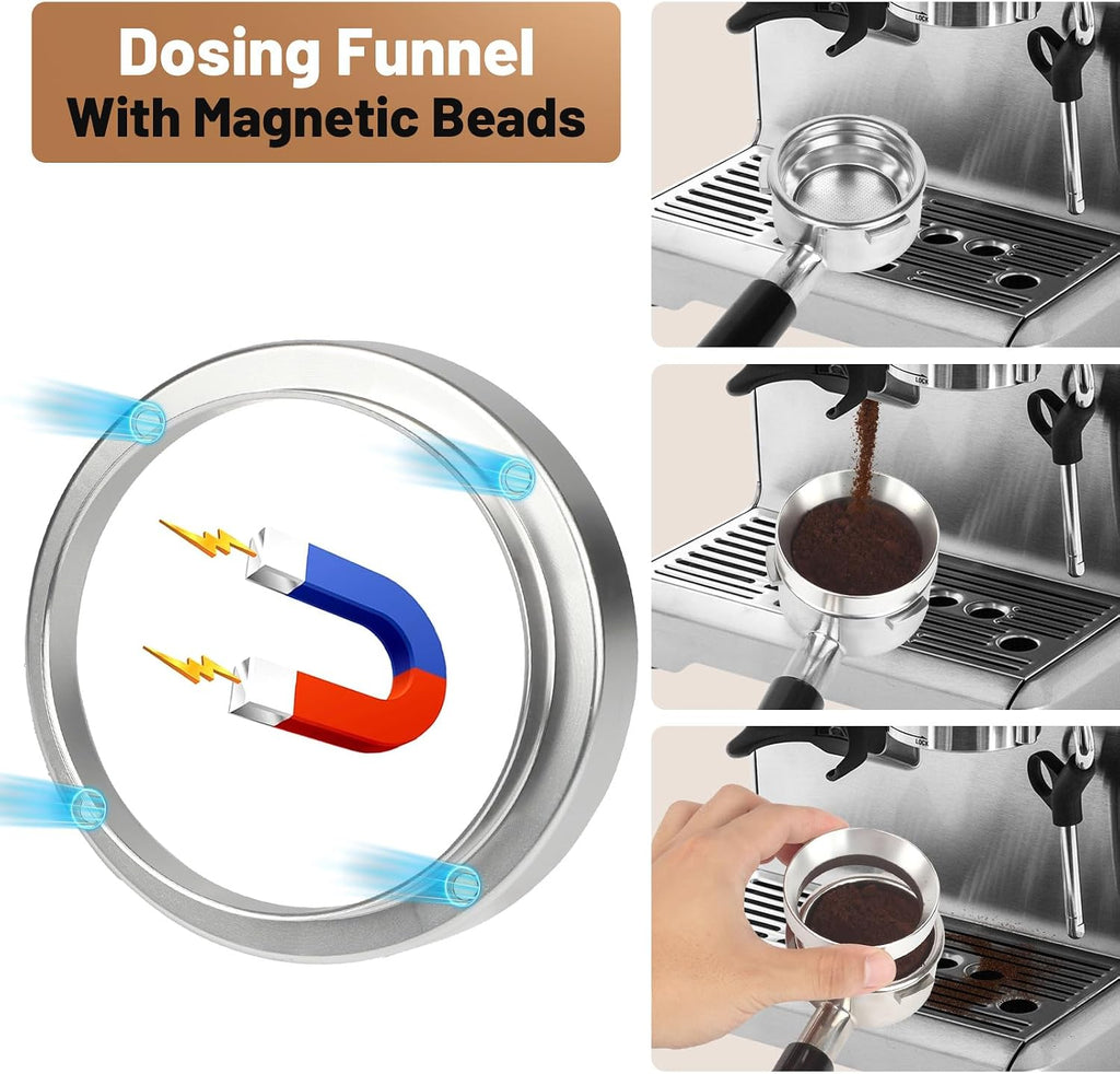 53mm Espresso Accessories Kit, Coffee Tamper & Distributor Tools | Includes Spring Loaded Tamper, Heavy-Duty Leveler