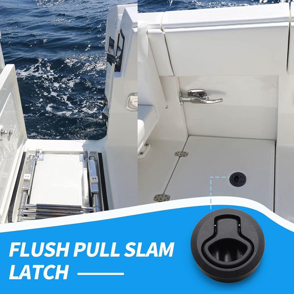 2 Pack 2 Inch Flush Pull Slam Latch, Plastic (Black)