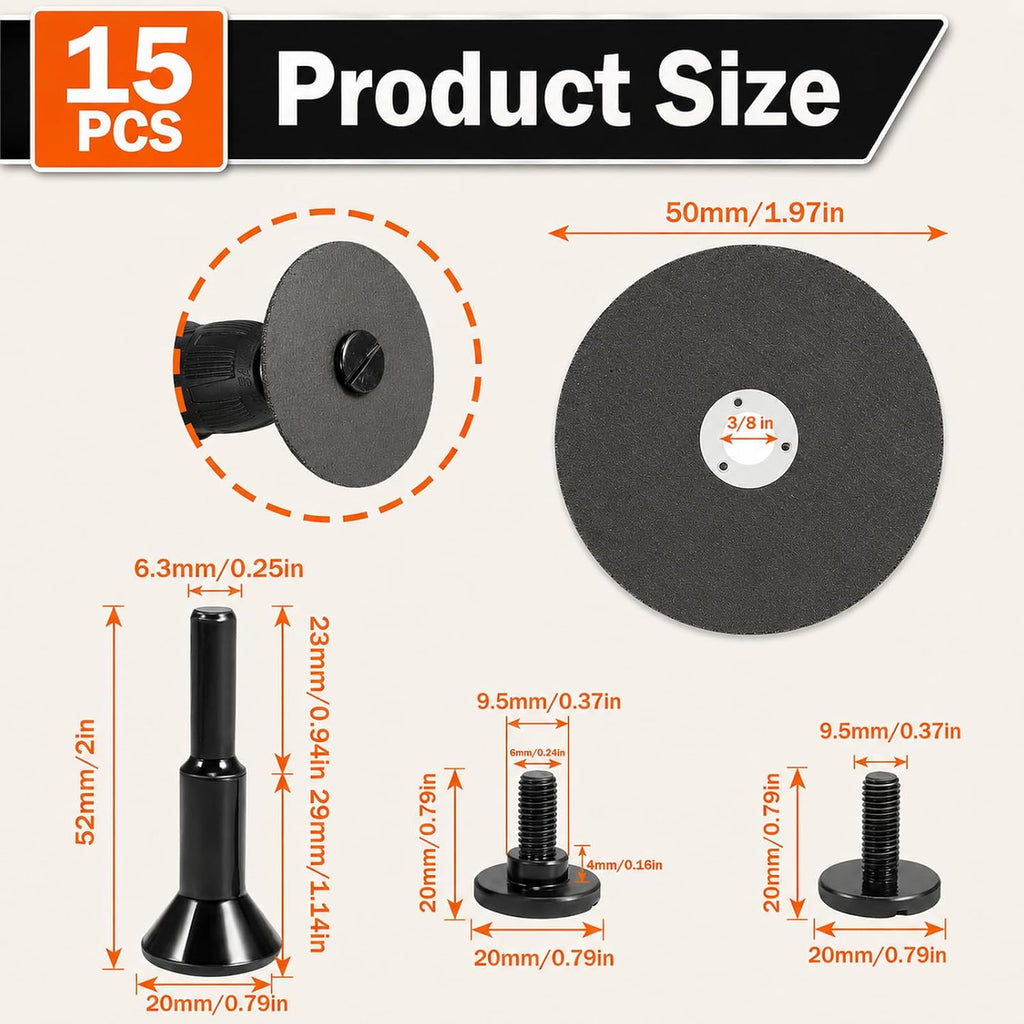 15 Pack 2 Inch Die Grinder Cut Off Wheel,3/8in Hole