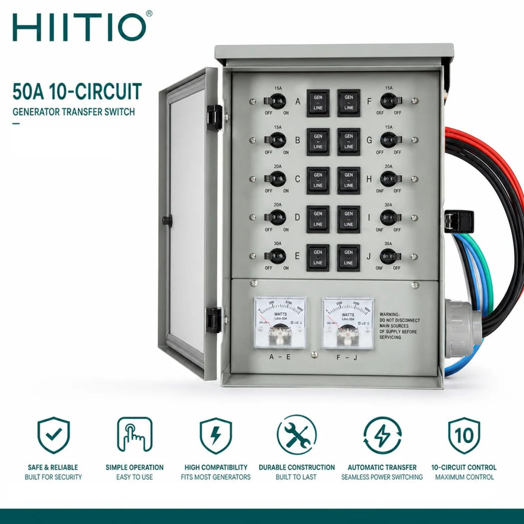 Manual Transfer Switch 50Amp 10Circuit Generator Transfer Switch Kit