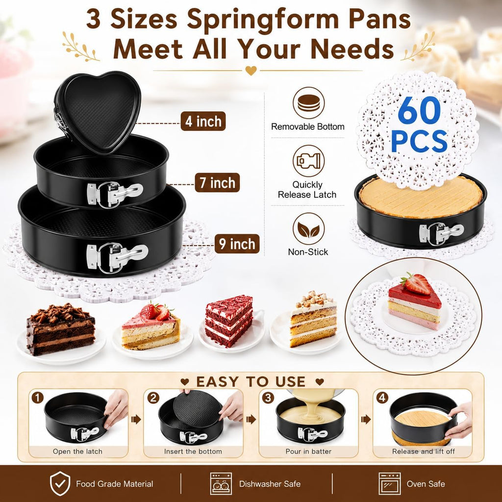 Cake Decorating Kits 567 PCS Baking Set with Springform Pans Set, Rotating Turntable, Decorating Tools, Cake Baking