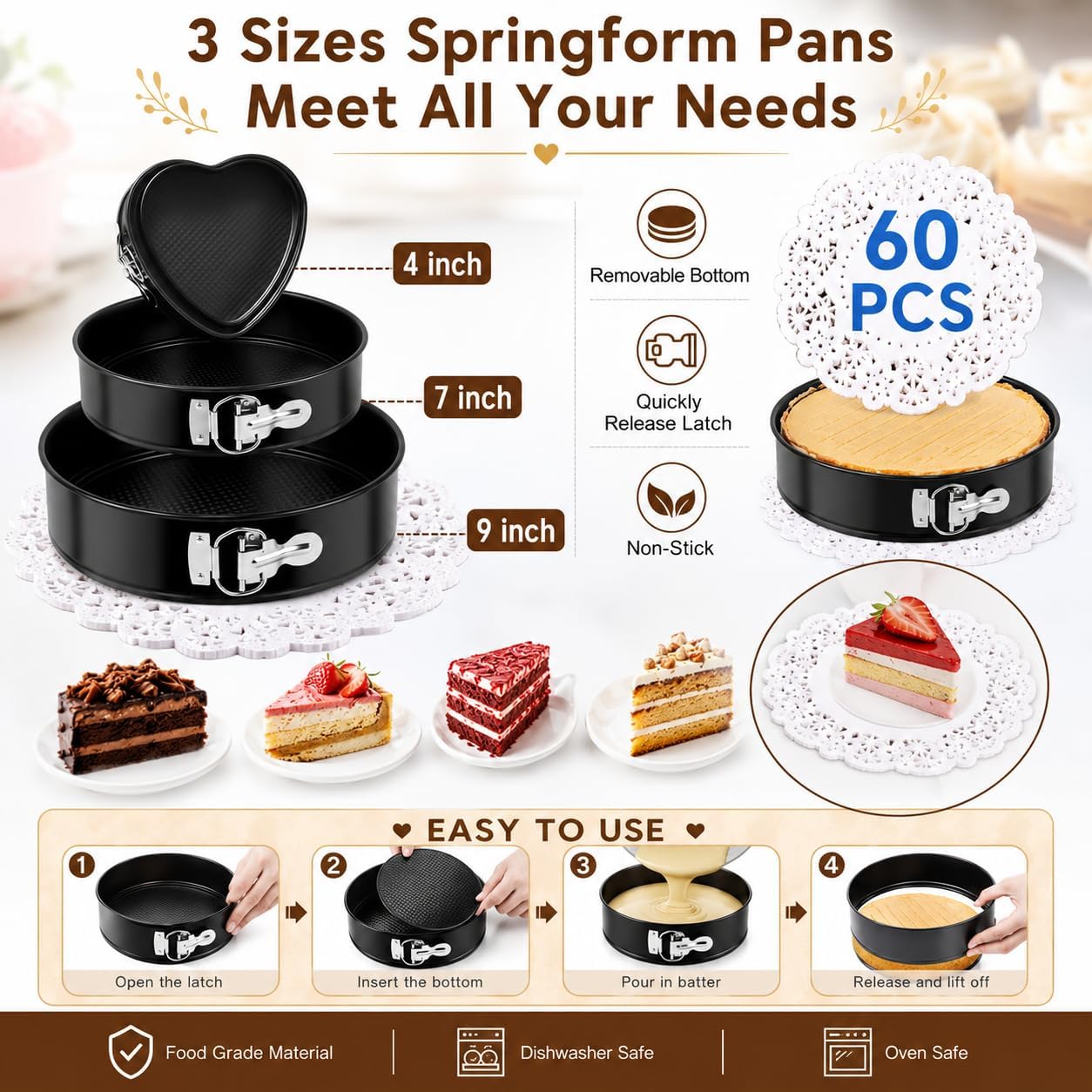 Cake Decorating Kits 567 PCS Baking Set with Springform Pans Set, Rotating Turntable, Decorating Tools, Cake Baking