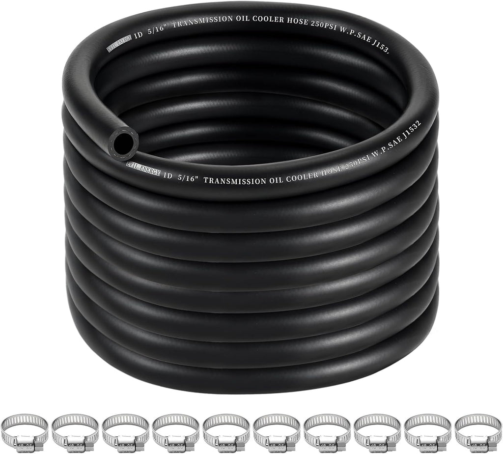 EVIL ENERGY 5/16" Transmission Cooler Hose 20FT, SAE J1532 250 PSI Power Steering Hose for Transmission, Engine & Hydraulic Oil Cooling Systems