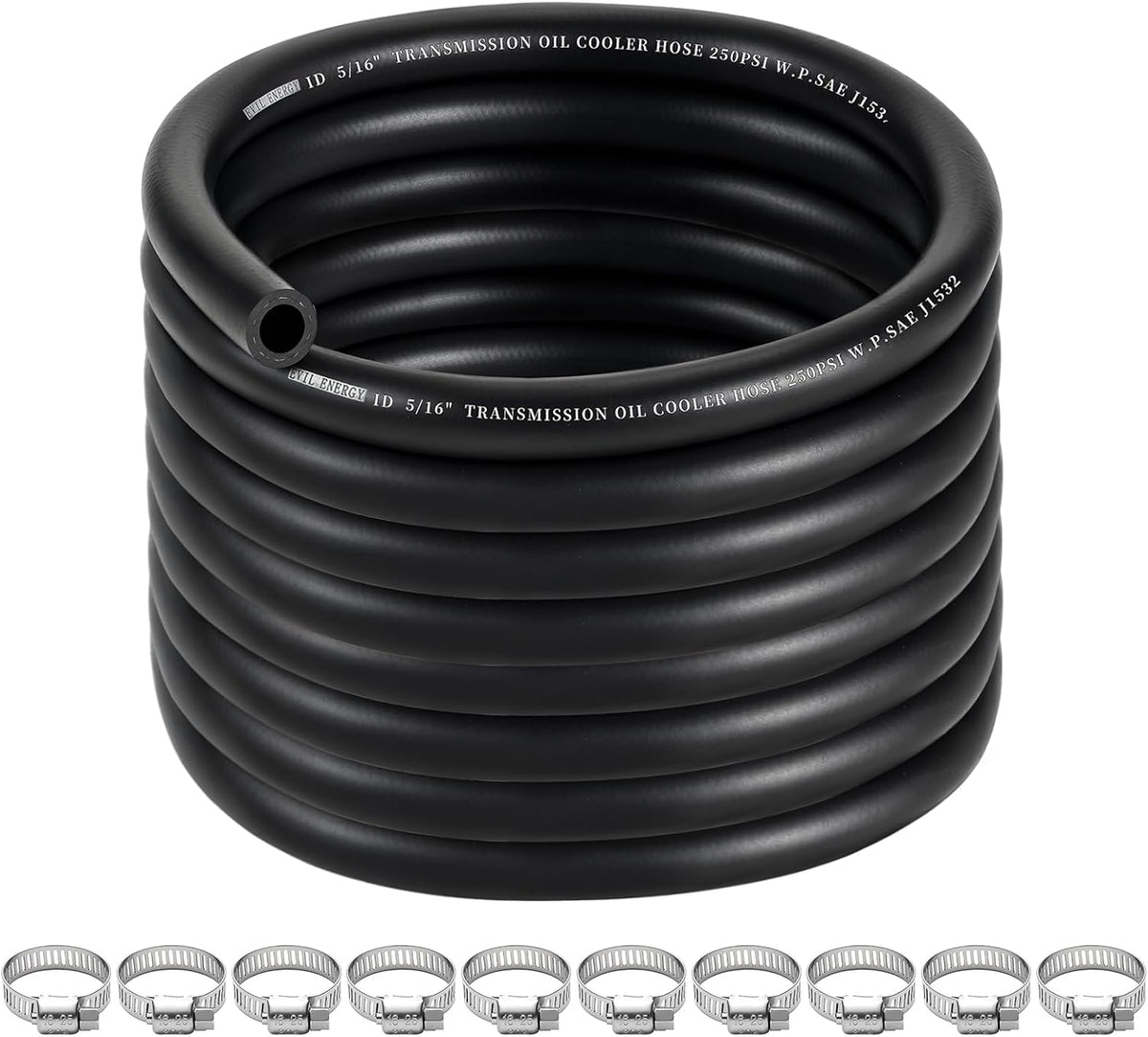 EVIL ENERGY 5/16" Transmission Cooler Hose 20FT, SAE J1532 250 PSI Power Steering Hose for Transmission, Engine & Hydraulic Oil Cooling Systems