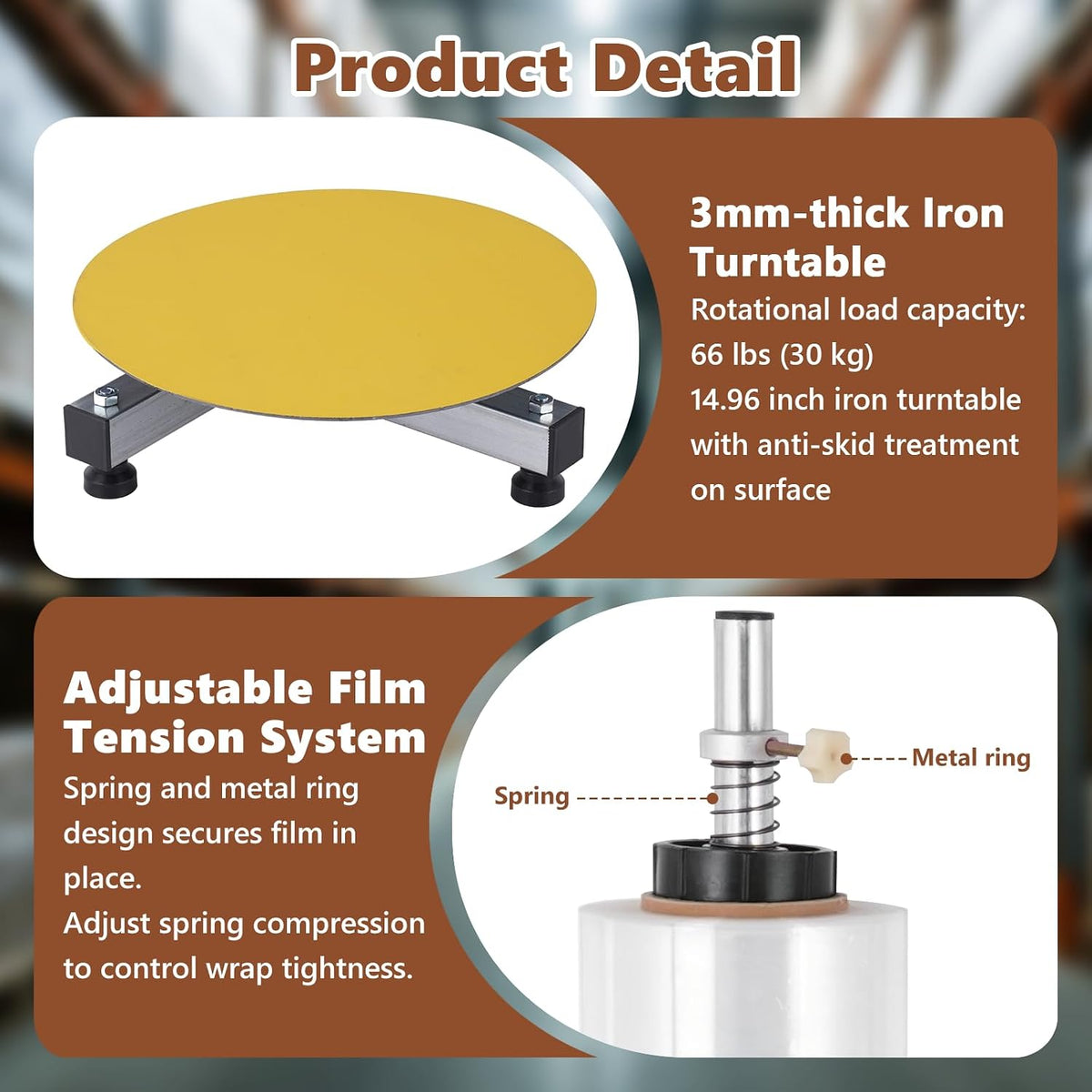 Manual Stretch Film Wrap Dispenser w/ 15-inch Turntable