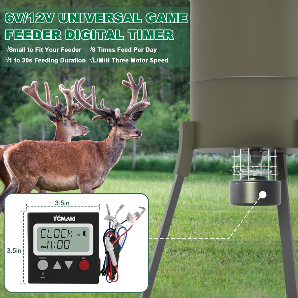 Game Feeder Digital Timer 6V/12V Kit for 8 Feed Time